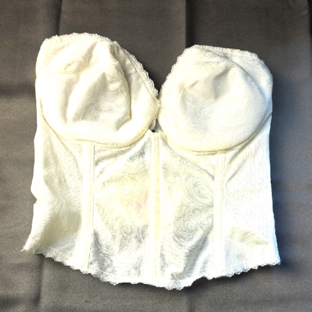 VTG Sophistique By Smoothie Elegant Cream Lace Bustier Underwire‎ Boning 34C EUC